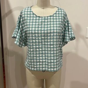 MinkPink Gingham Top / Flutter Sleeve / Size Small / Like New